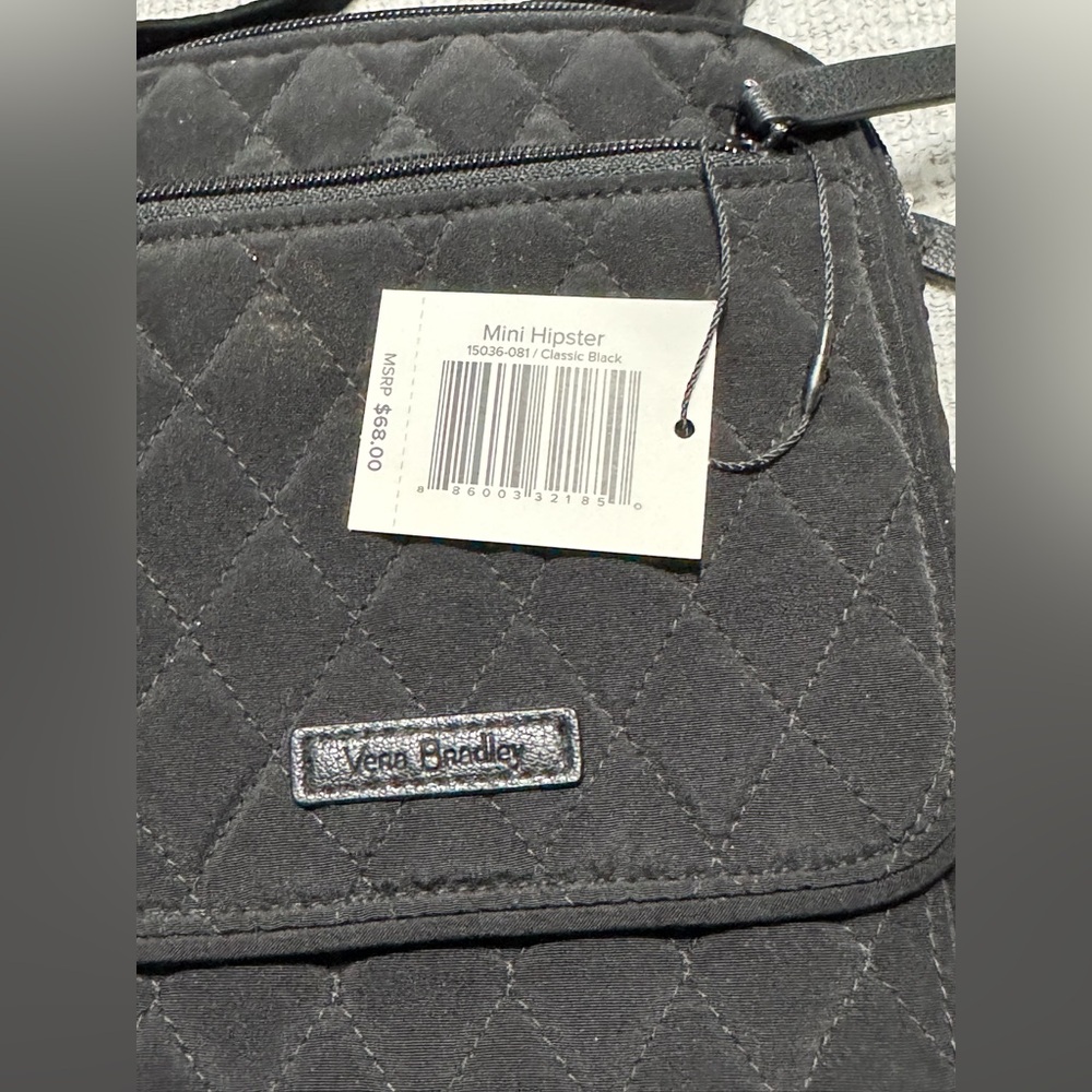Vera Bradley Black Quilted Mini Hipster Purse With Polka Dot Interior - Picture 3 of 8